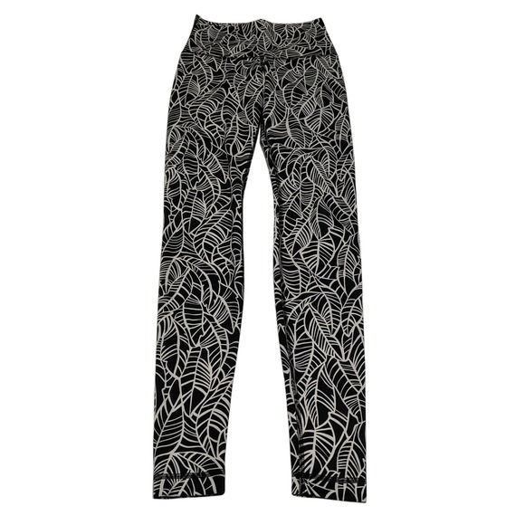Lululemon Wunder Under Pant‎ Full-On Luxtreme (Roll Down) Sz 4 Pretty Palm Black - Picture 1 of 8